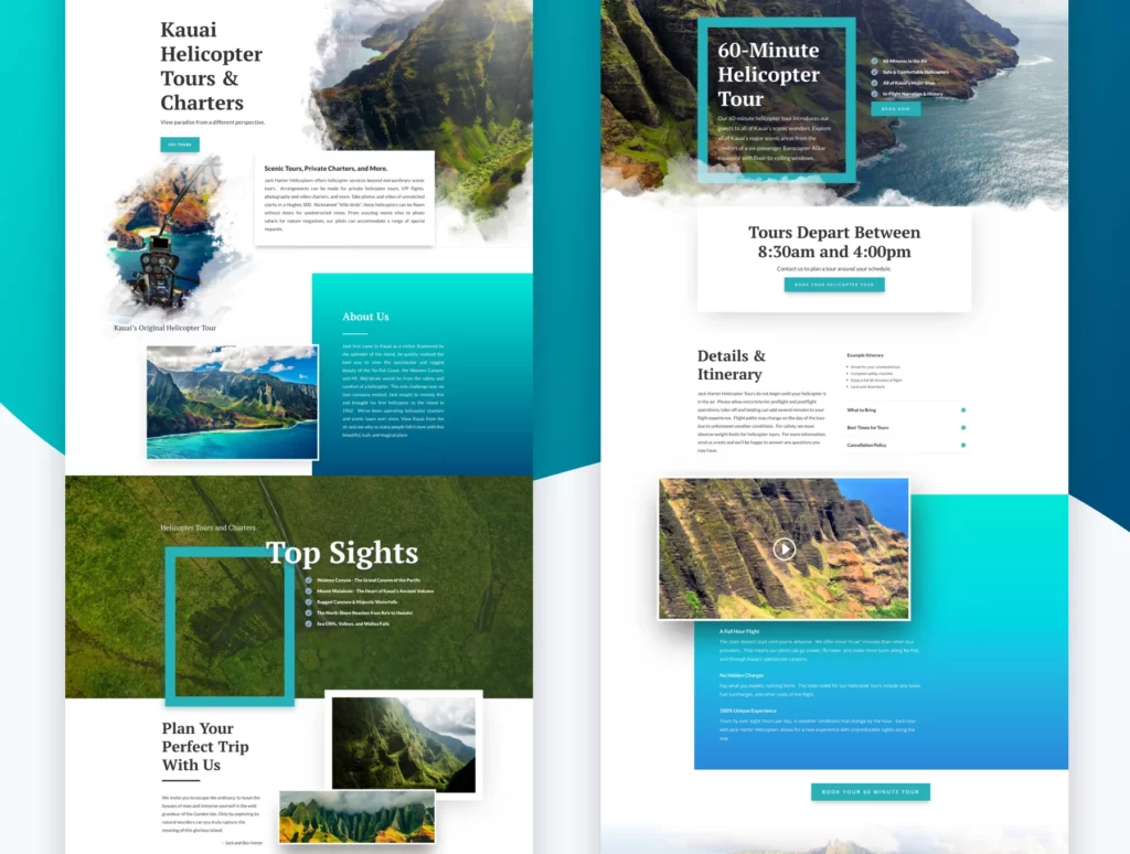 Helicopter tour website design